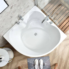 Nook Corner Bathtub with Seat, Back to Wall, Chalk Color, Modern Simple Style, Soaking Therapy, PMMA Material, 31.5"L x 31.5"W x 24.8"H, Tub Bathtubs