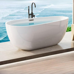Ink Free Form Freestanding Bathtub with Roll Top Casual Lucite Soaking Design, 59"L x 30"W x 24"H Bathtubs
