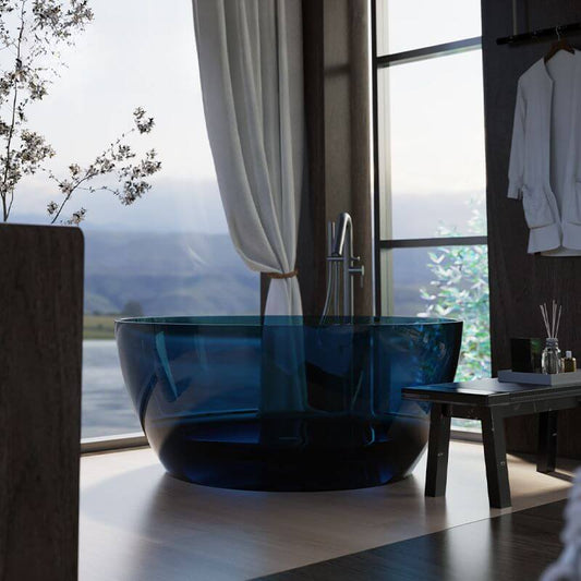 Ink Resin Orbicular Freestanding Bathtub, 51"L x 51"W x 22"H Bathtubs
