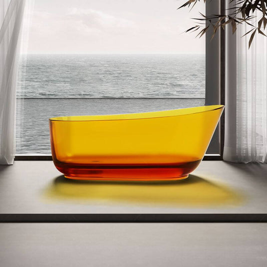 Oval freestanding resin bathtub with single slipper design for casual soaking