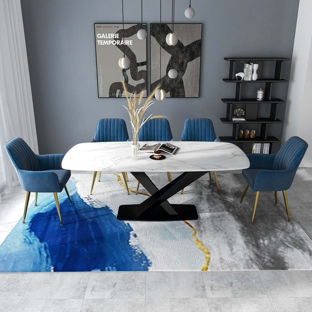 Abstract Polyester Area Rug in Modern Geometric Design