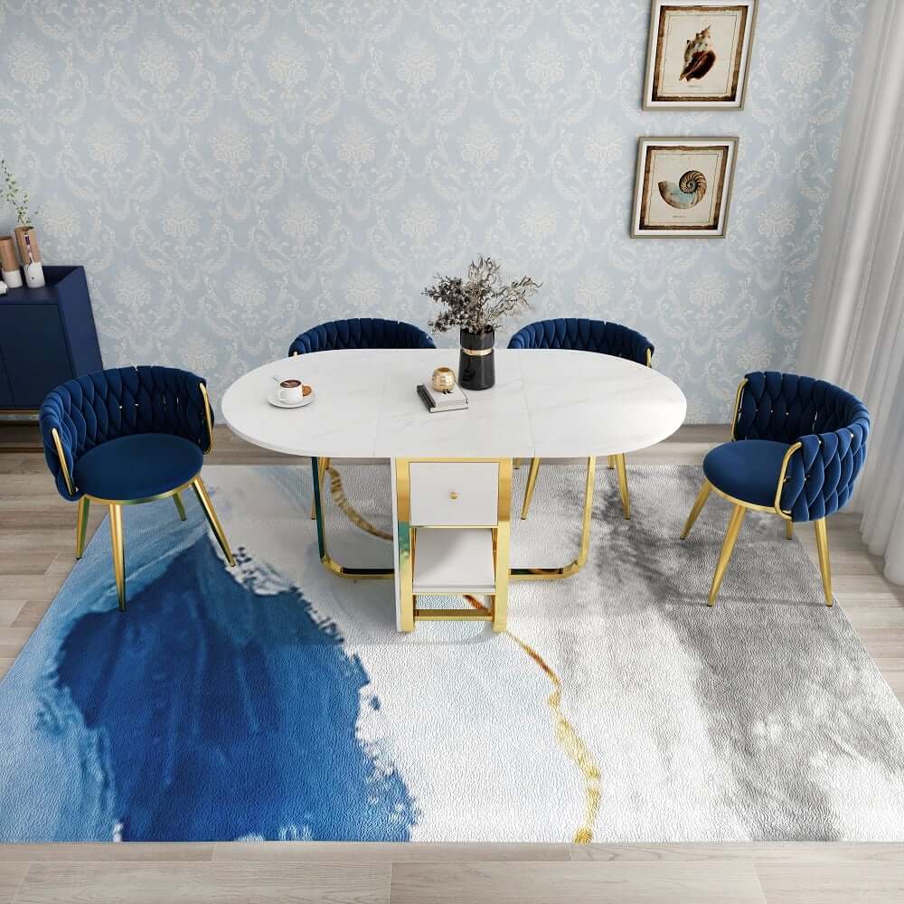 Abstract Polyester Area Rug in Modern Geometric Design