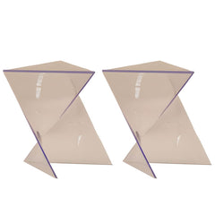 Abstract X-Base Acrylic Triangle Side Table – Modern Short Accent Table Series