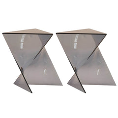 Abstract X-Base Acrylic Triangle Side Table – Modern Short Accent Table Series