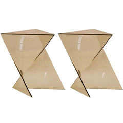 Abstract X-Base Acrylic Triangle Side Table – Modern Short Accent Table Series