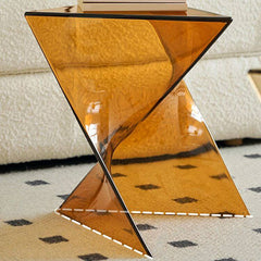 Abstract X-Base Acrylic Triangle Side Table – Modern Short Accent Table Series