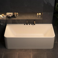 Ink Freestanding Bathtub with 3 Handles, Compression Faucet, Valve, Rectangular Shape, Casual Style, Back to Wall Design, 51"L x 30"W x 22"H Bathtubs