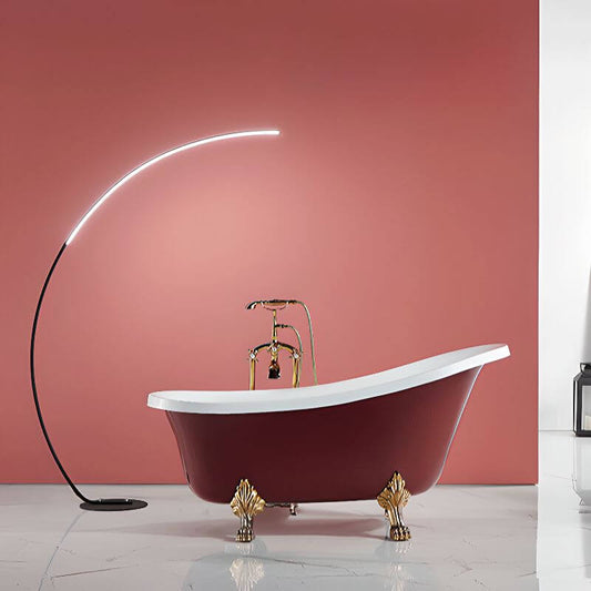 Modern Lucite Elliptical Clawfoot Bathtub with Single Slipper Design for Soaking Bathtubs