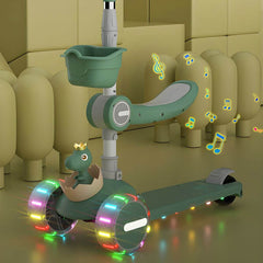 Adjustable Dinosaur Scooter with Light-Up Wheels for Toddlers