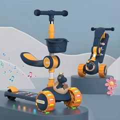 Adjustable Dinosaur Scooter with Light-Up Wheels for Toddlers