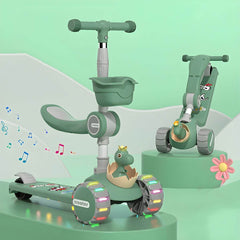 Adjustable Dinosaur Scooter with Light-Up Wheels for Toddlers