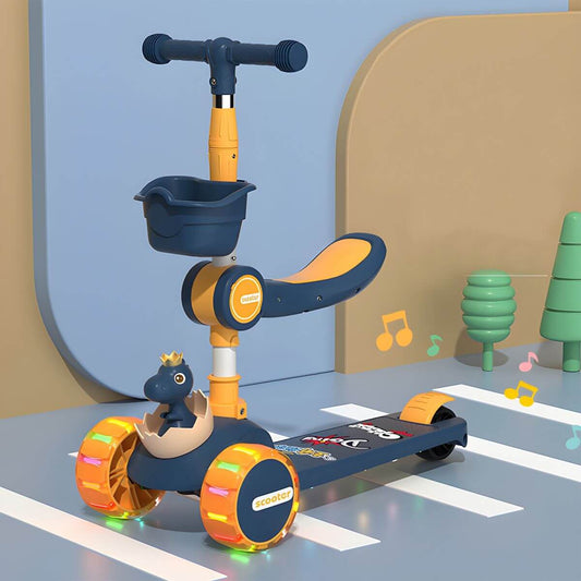 Adjustable Dinosaur Scooter with Light-Up Wheels for Toddlers