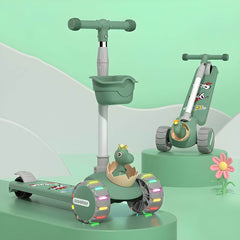 Adjustable Dinosaur Scooter with Light-Up Wheels for Toddlers