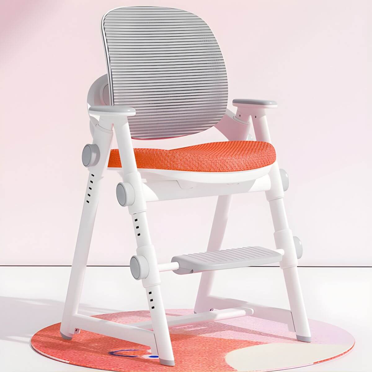 Adjustable Height Kids Desk Chair with Arms and Upholstered Seat