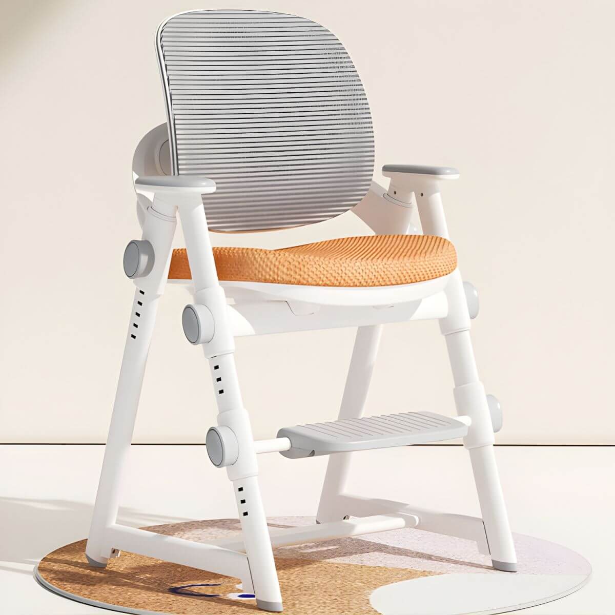 Adjustable Height Kids Desk Chair with Arms and Upholstered Seat