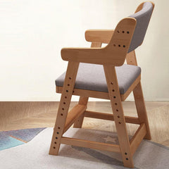 Adjustable Height Kids Desk Chair with Upholstered Seat and Wood Frame