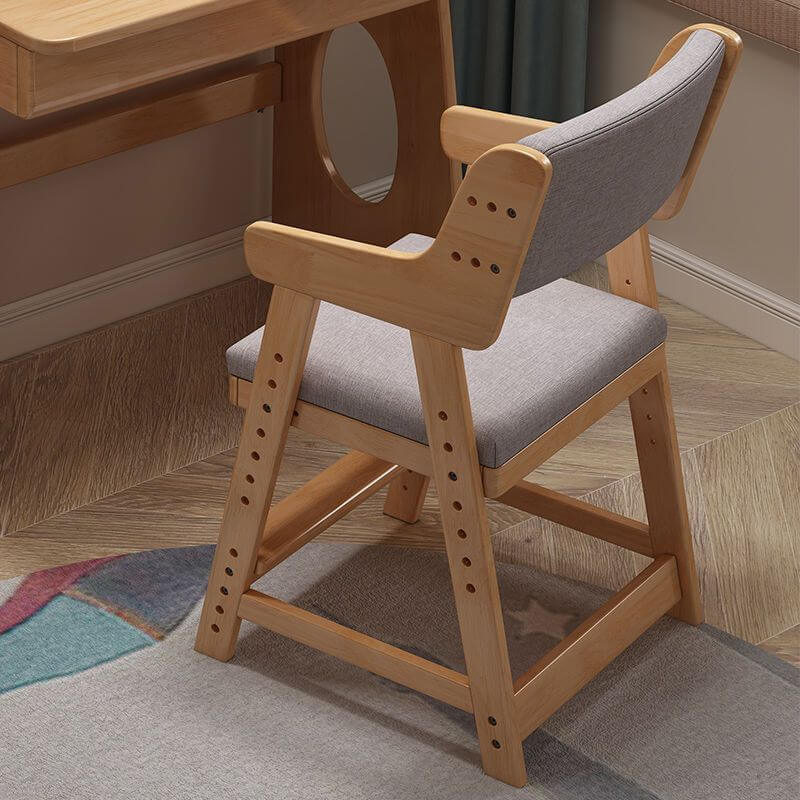 Adjustable Height Kids Desk Chair with Upholstered Seat and Wood Frame
