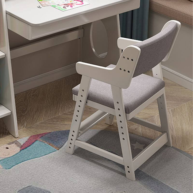 Adjustable Height Kids Desk Chair with Upholstered Seat and Wood Frame