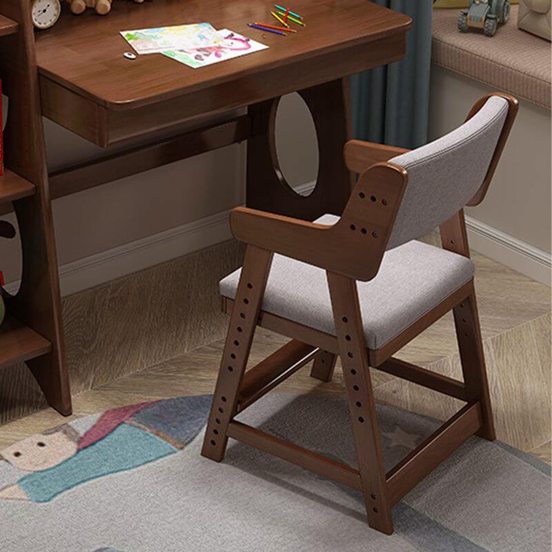 Adjustable Height Kids Desk Chair with Upholstered Seat and Wood Frame
