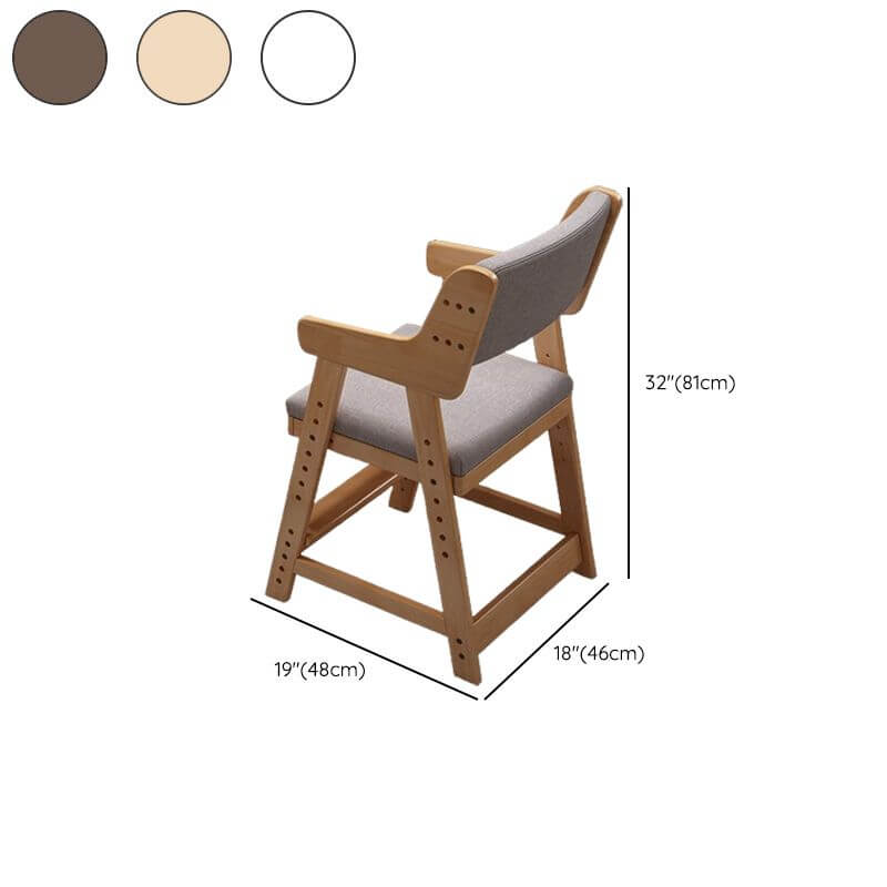 Adjustable Height Kids Desk Chair with Upholstered Seat and Wood Frame Dimensions