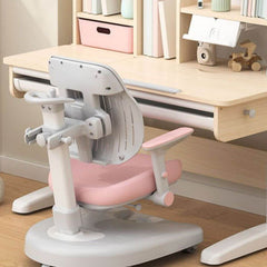 Adjustable Kids Desk and Chair Set with Storage Shelves in Rubberwood