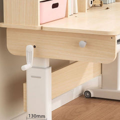 Adjustable Kids Desk and Chair Set with Storage Shelves in Rubberwood