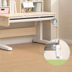 Adjustable Kids Desk and Chair Set with Storage Shelves in Rubberwood