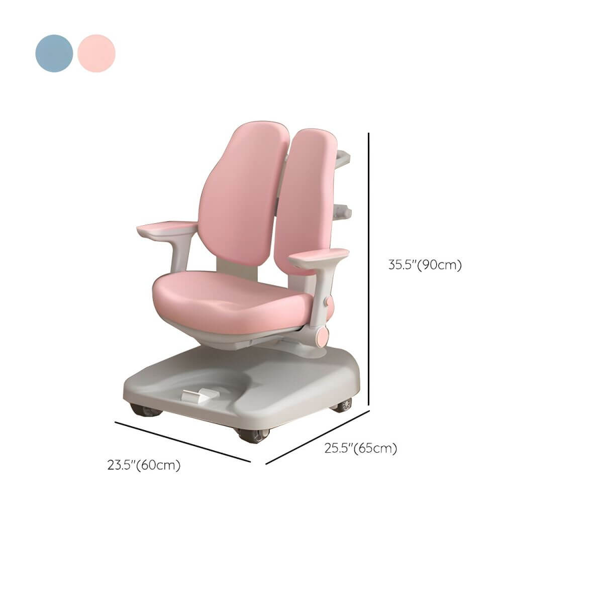 Adjustable Kids Desk and Chair Set with Storage Shelves in Rubberwood Dimensions