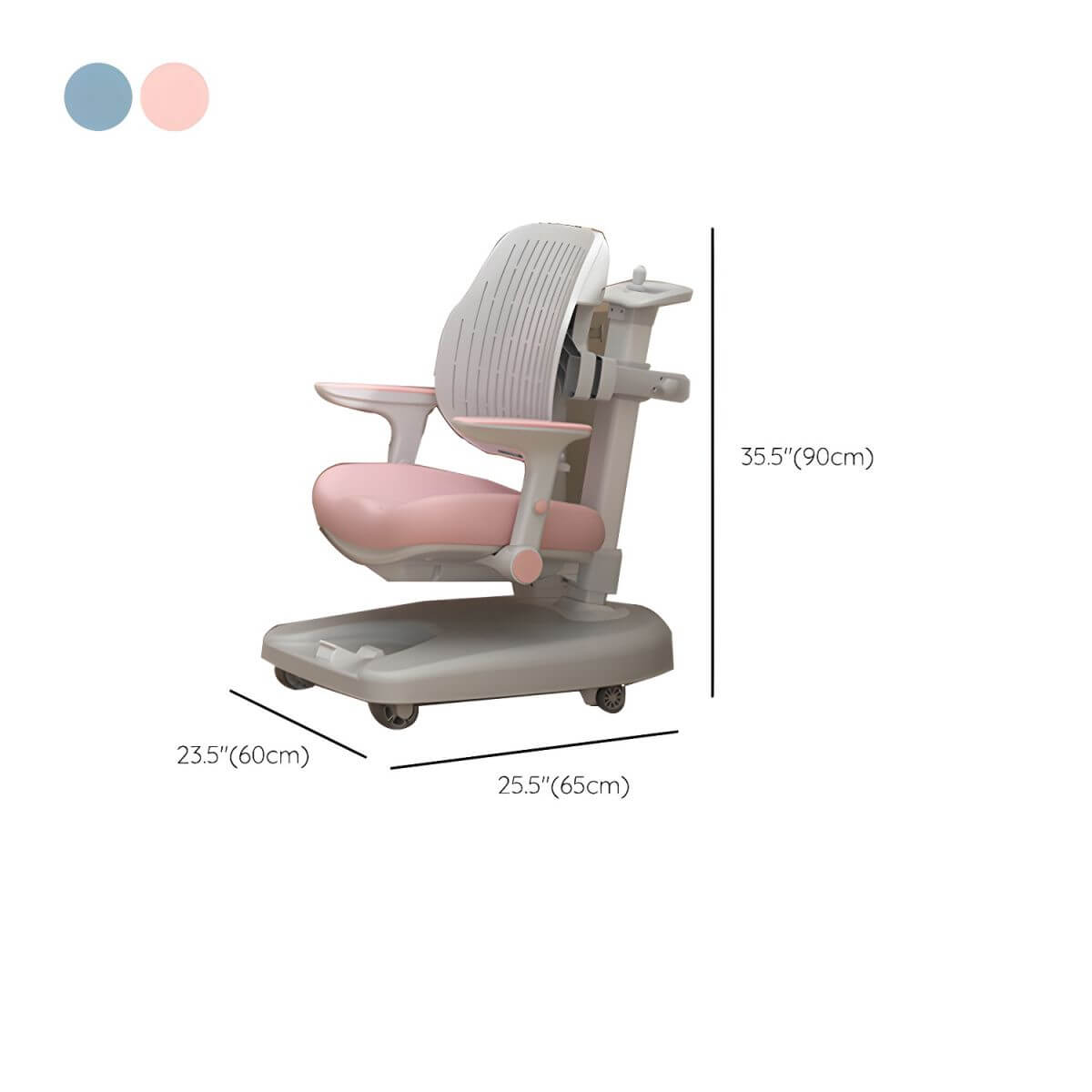 Adjustable Kids Desk and Chair Set with Storage Shelves in Rubberwood Dimensions