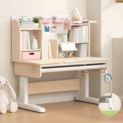 Adjustable Kids Desk and Chair Set with Storage Shelves in Rubberwood Main Product Image