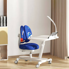 Adjustable Kids Writing Desk with Ergonomic Chair and Storage Shelf