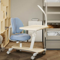 Adjustable Kids Writing Desk with Ergonomic Chair and Storage Shelf
