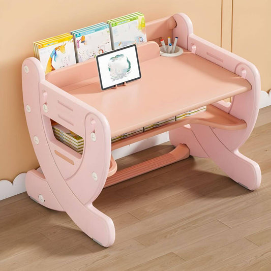 Adjustable Pastel Kids' Desk Featuring Paintable Top and Storage Shelf