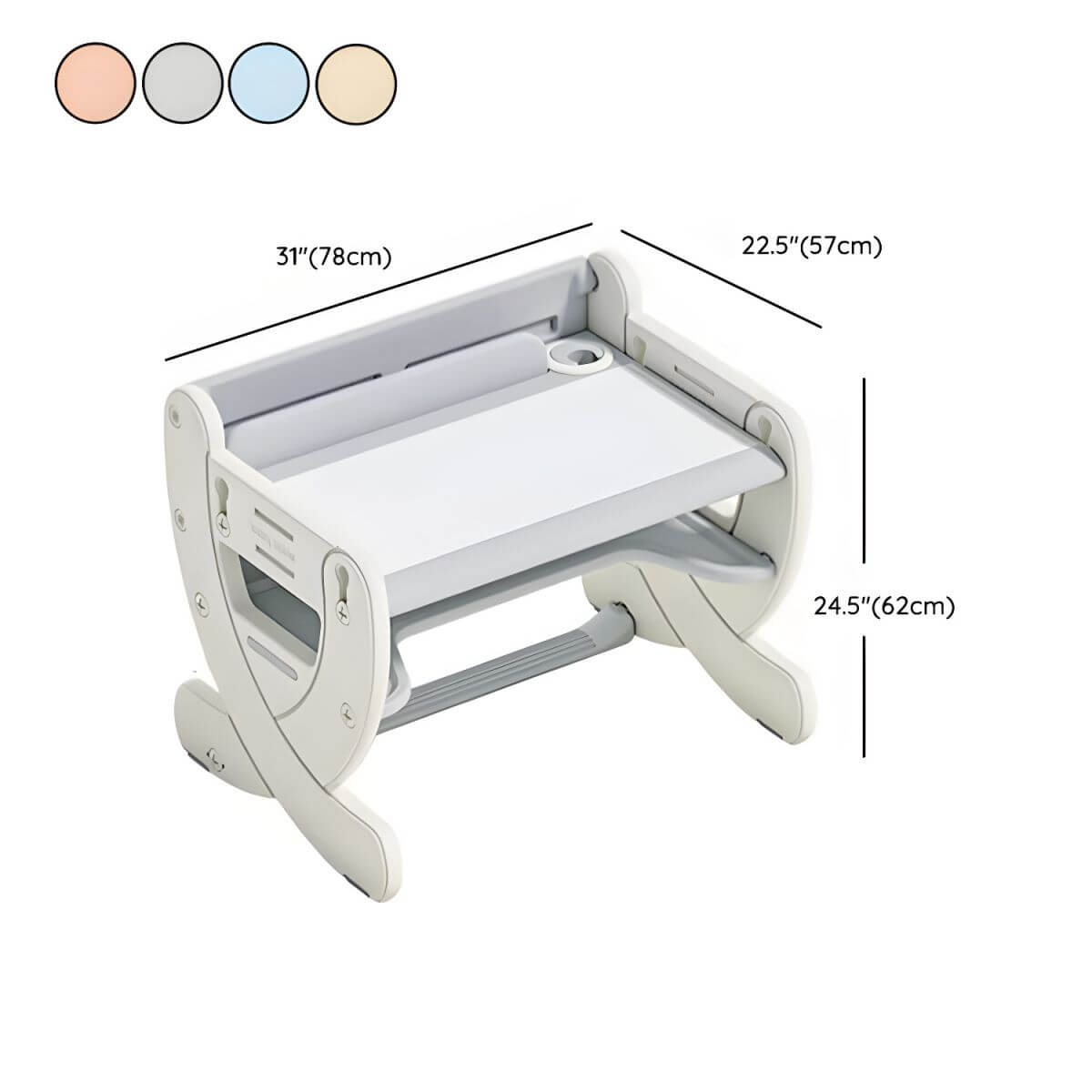 Adjustable Pastel Kids' Desk Featuring Paintable Top and Storage Shelf Dimensions