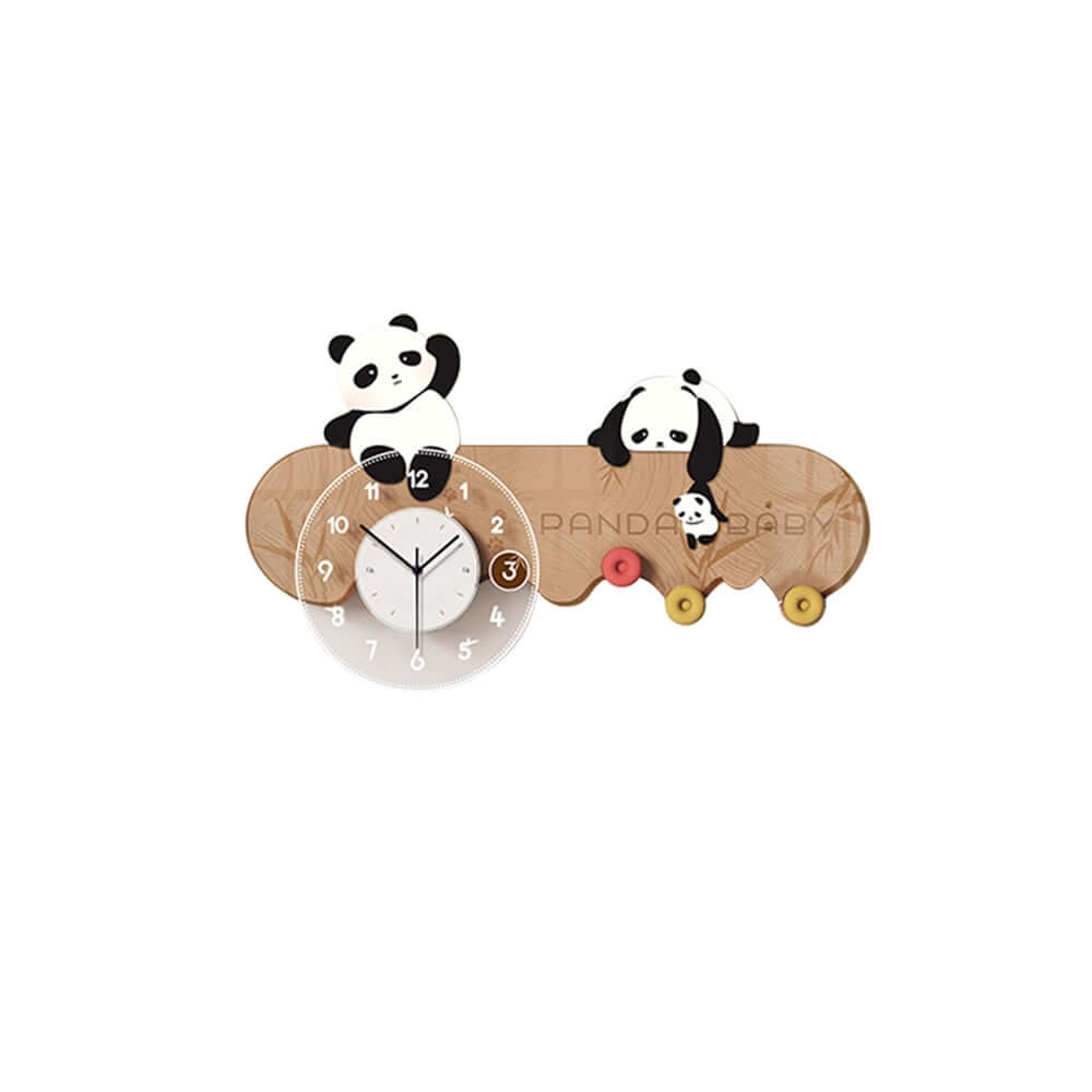 Adorable Multi-Color Panda Garment Rack with LED Clock - Modern Design