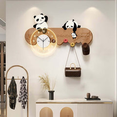 Adorable Multi-Color Panda Garment Rack with LED Clock - Modern Design