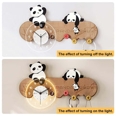Adorable Multi-Color Panda Garment Rack with LED Clock - Modern Design