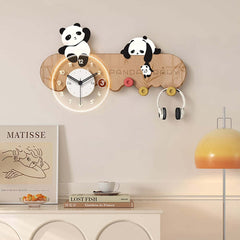 Adorable Multi-Color Panda Garment Rack with LED Clock - Modern Design Main Product Image