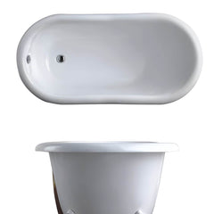 Modern Oval Porcelain Enameled Cast Iron Clawfoot Soaking Bathtub in Roll Top Design - 78cm x 59.5cm Bathtubs