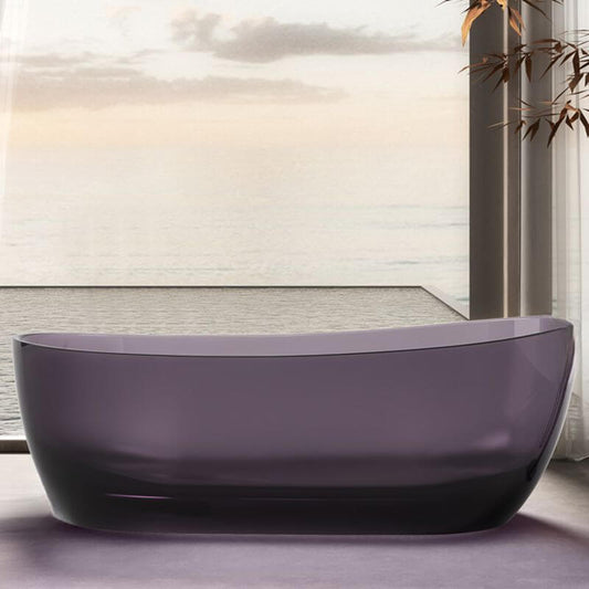 Oval freestanding resin bathtub with single slipper design for casual soaking