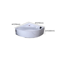 Triangular Back to Wall White Corner Bathtub in a Contemporary Style - Tub Only 44"L x 44"W x 22"H Bathtubs