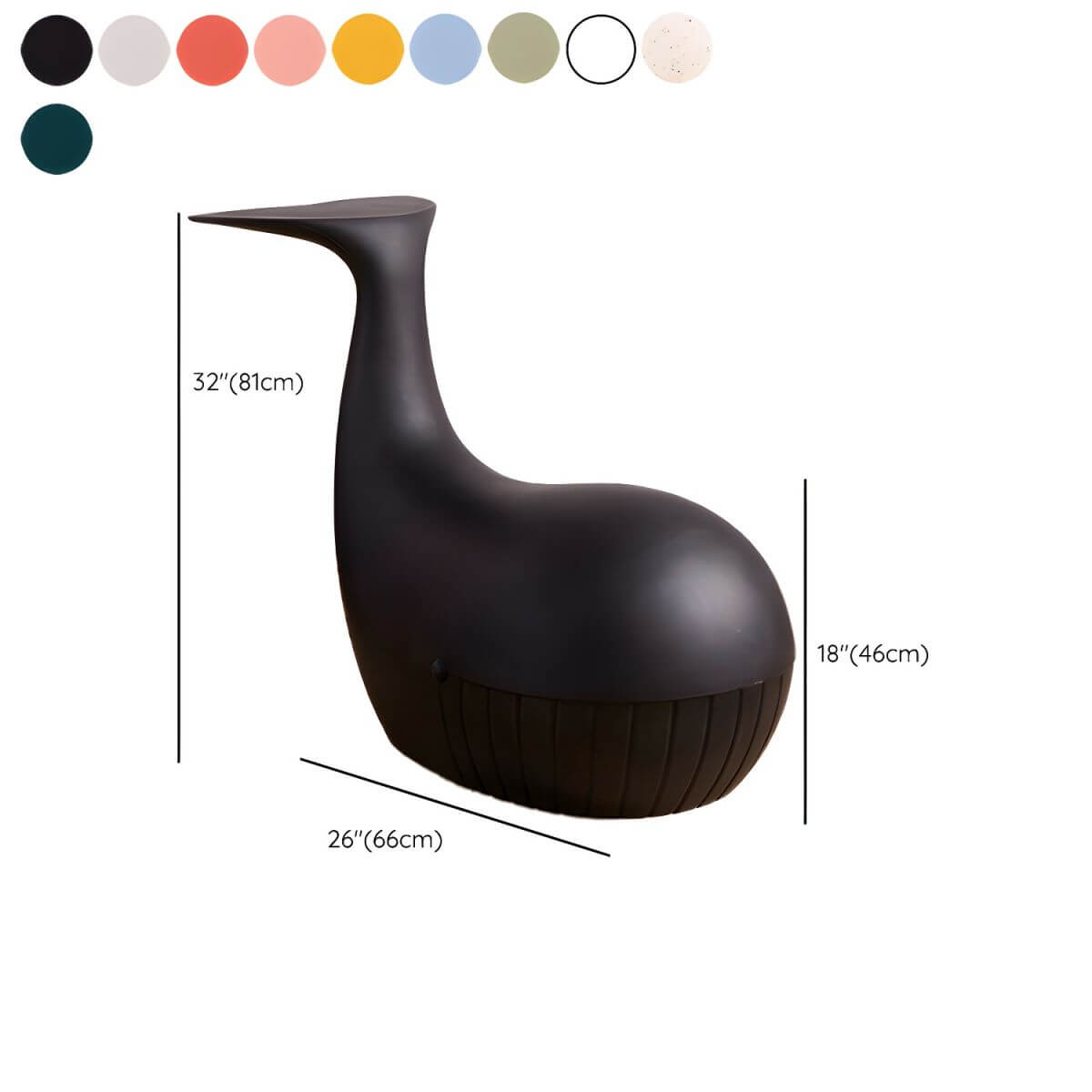 Animal-Shaped Plastic Kids Stool with Water-Resistant Finish Dimensions