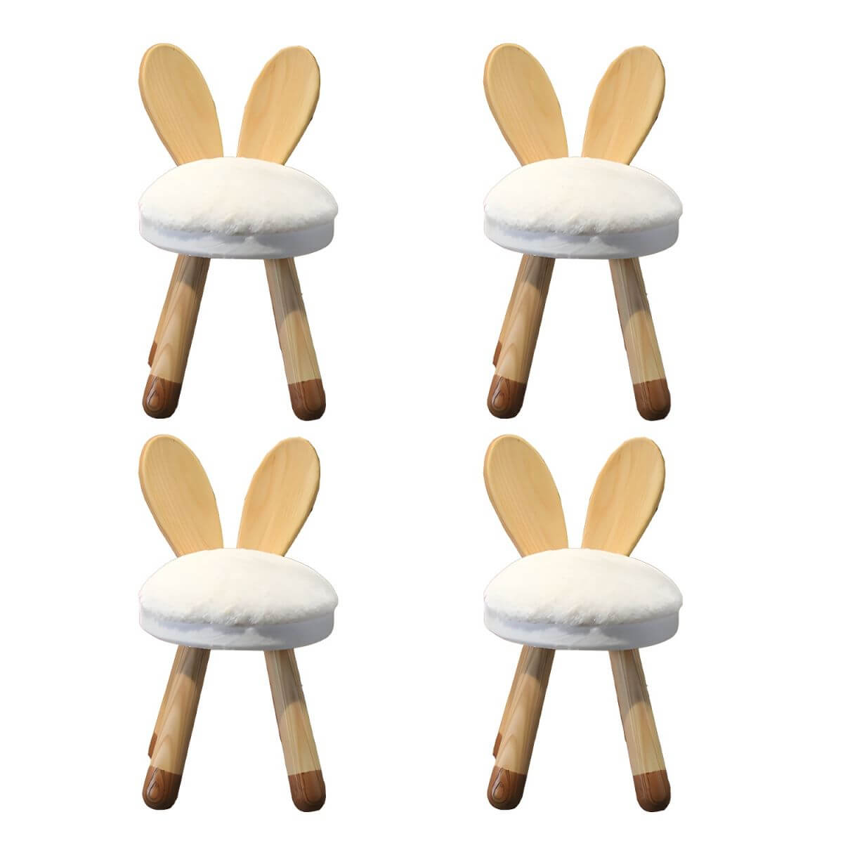 Animal-Shaped Upholstered Kids Stool with Light Wood Legs