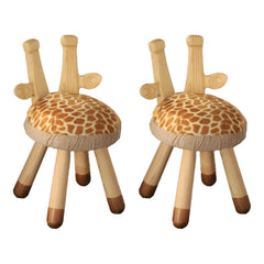 Animal-Shaped Upholstered Kids Stool with Light Wood Legs