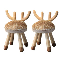 Animal-Shaped Upholstered Kids Stool with Light Wood Legs