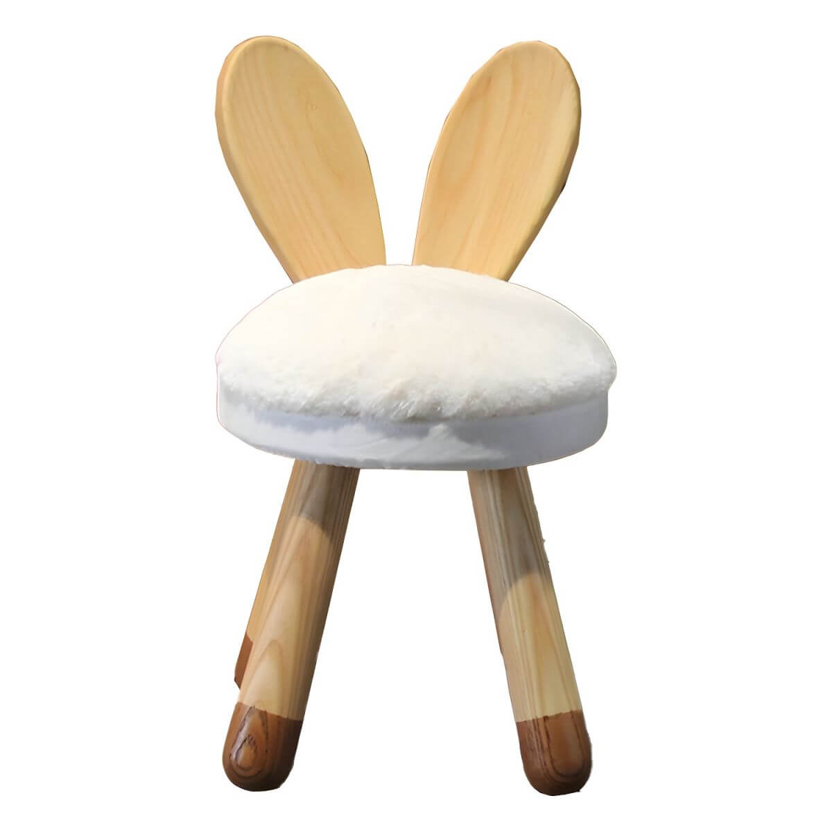 Animal-Shaped Upholstered Kids Stool with Light Wood Legs