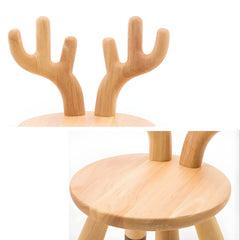 Animal-Shaped Upholstered Kids Stool with Light Wood Legs