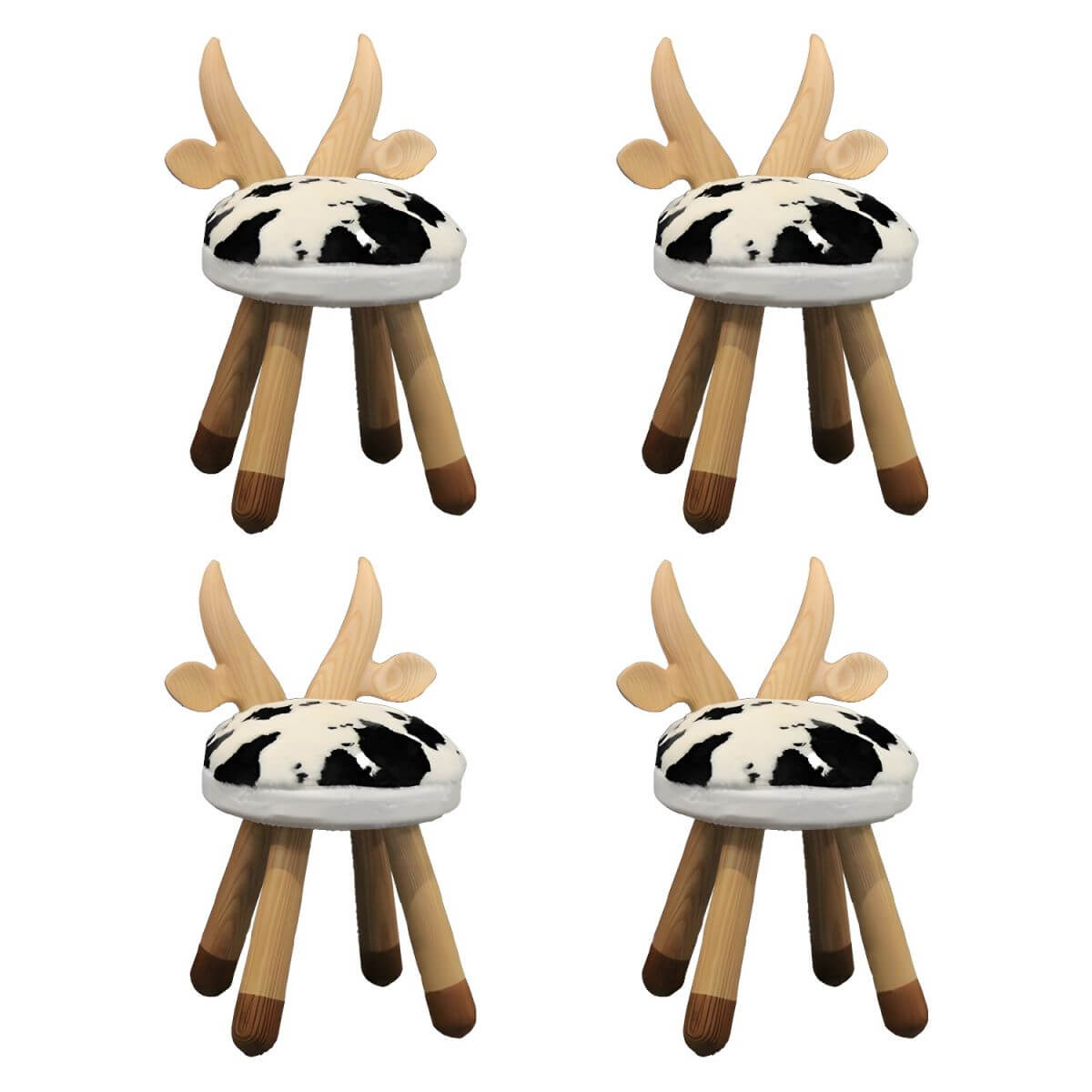 Animal-Shaped Upholstered Kids Stool with Light Wood Legs