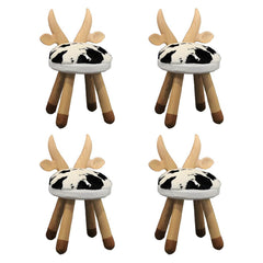 Animal-Shaped Upholstered Kids Stool with Light Wood Legs