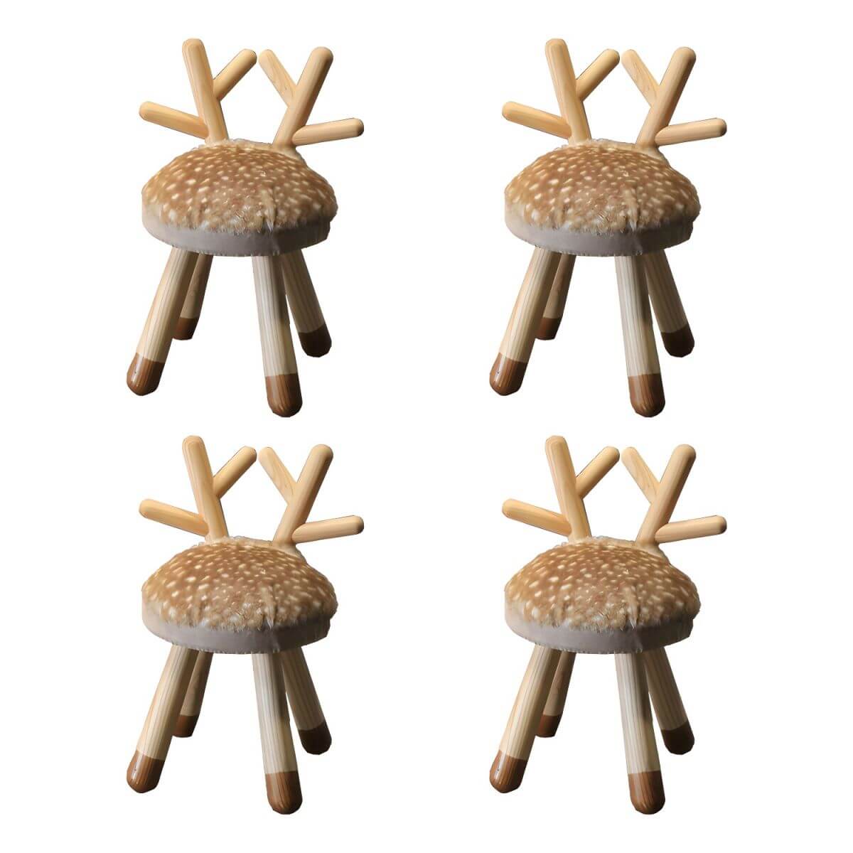 Animal-Shaped Upholstered Kids Stool with Light Wood Legs